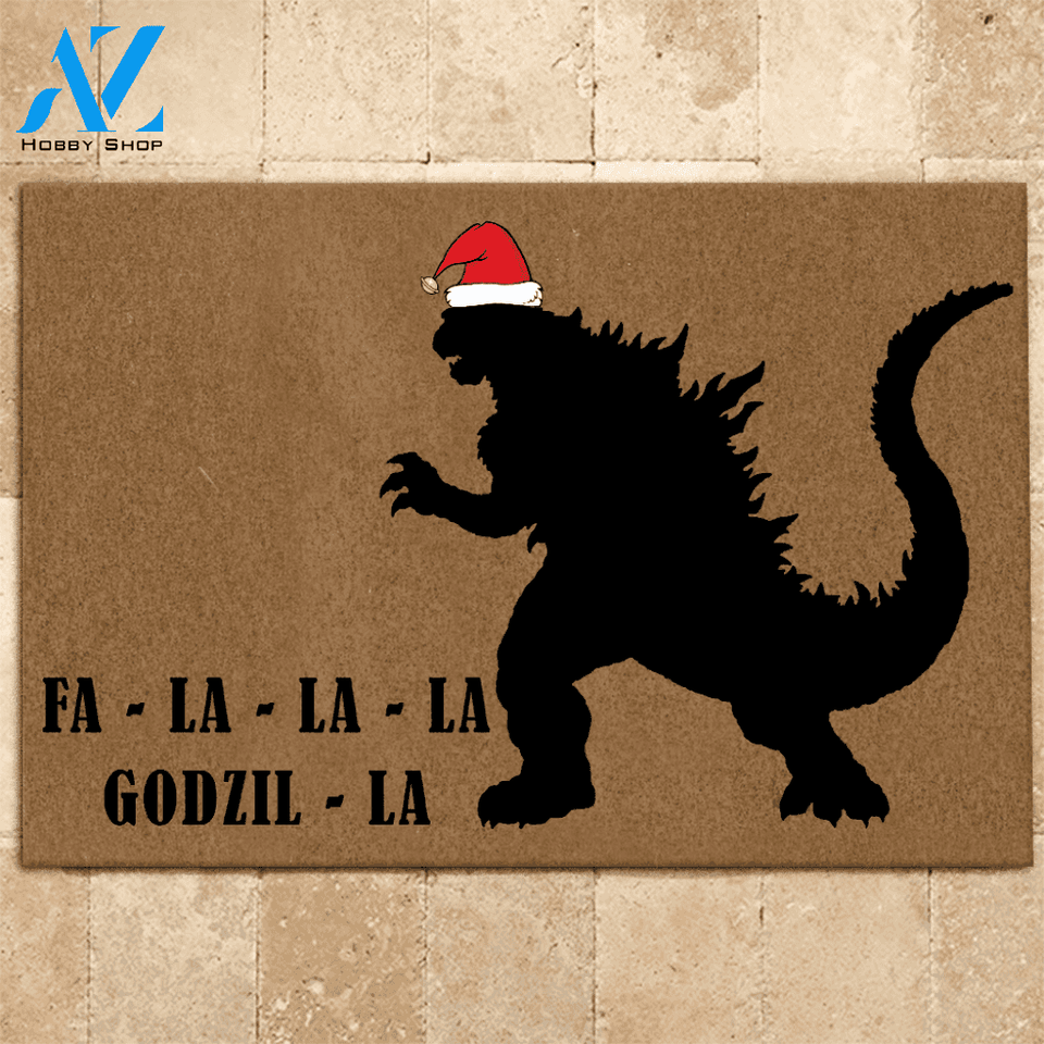 Godzilla Doormat Fa La La La Godzilla | Welcome Mat | House Warming Gift