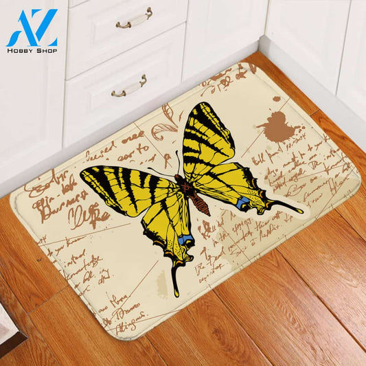 Gold Butterfly Letter Door Mat