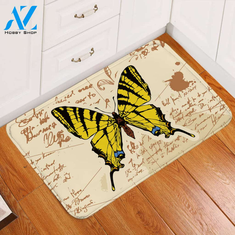 Gold Butterfly Letter Door Mat