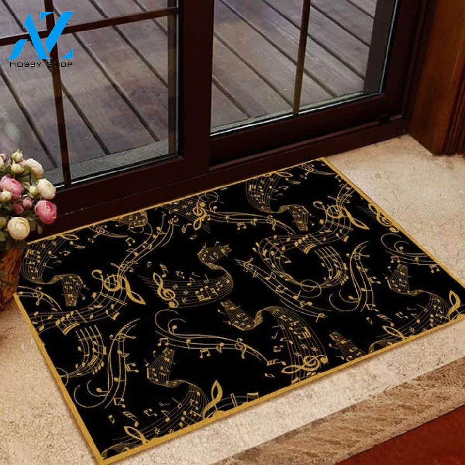 Gold Music Notes Doormat Welcome Mat Housewarming Gift Home Decor Funny Doormat Gift For Music Lovers Gift For Friend Birthday Gift