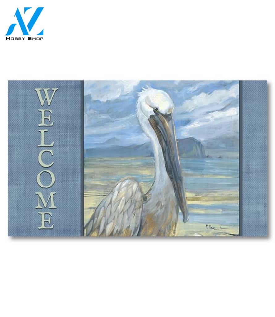 Gold Salty Pelican Doormat - 18" x 30"
