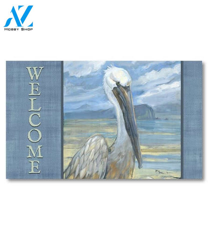Gold Salty Pelican Doormat - 18" x 30"