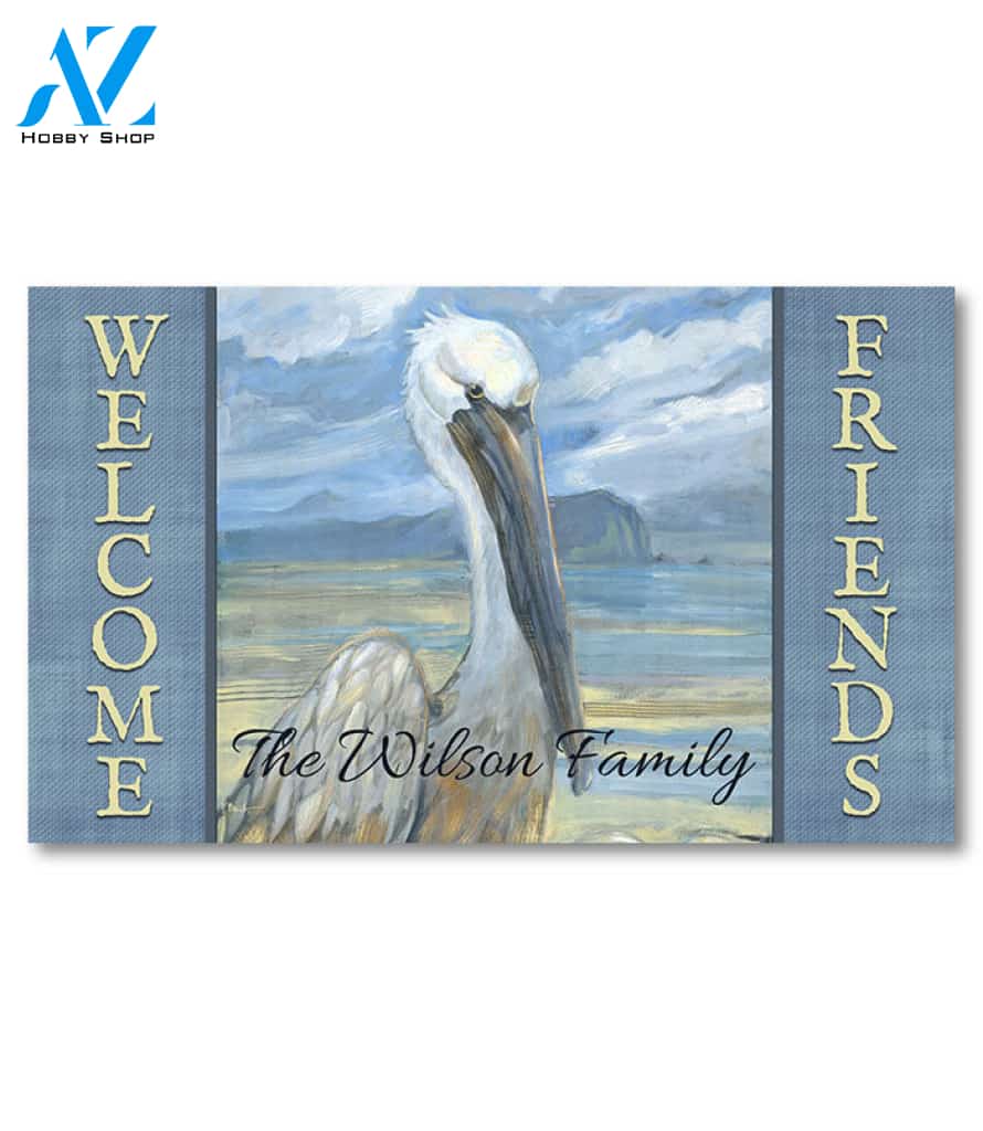 Gold Salty Pelican Personalized Doormat - 18" x 30"