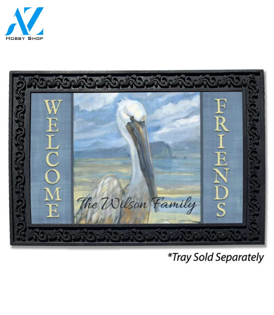Gold Salty Pelican Personalized Doormat - 18" x 30"