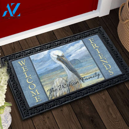 Gold Salty Pelican Personalized Doormat - 18" x 30"