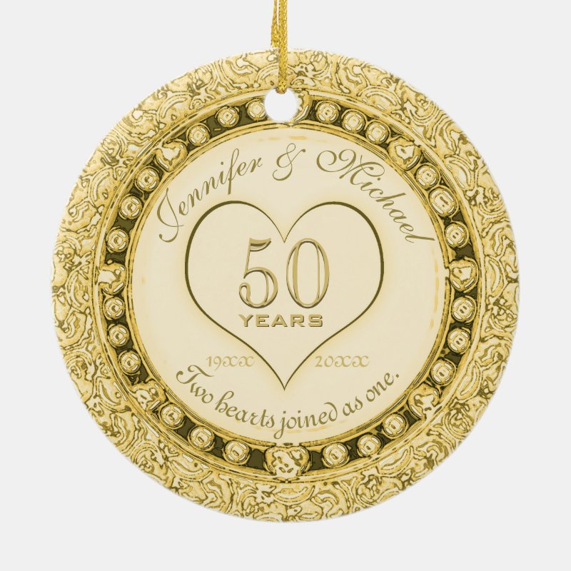 Gold 50Th Anniversary Ceramic Ornament