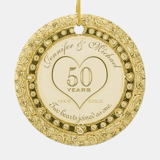 Gold 50Th Anniversary Ceramic Ornament