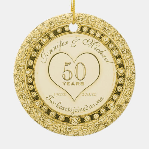 Gold 50Th Anniversary Ceramic Ornament