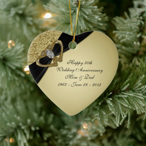 Gold Black 50Th Wedding Anniversary Ornament