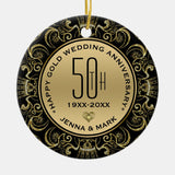 Gold Glitter Frame 50Th Wedding Anniversary Ceramic Ornament
