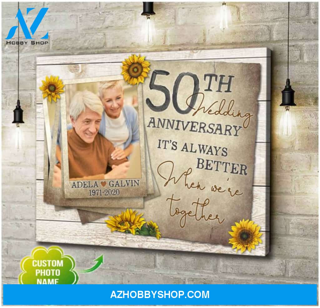 Golden Anniversary Gifts Personalized Photo Gifts For Him For Her Canvas Print