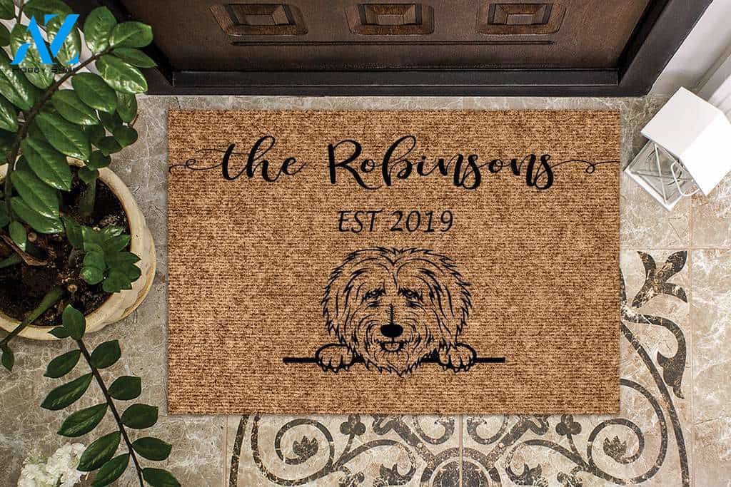 Golden Doodle Dog Funny Dog Custom Name & Year Doormat | Welcome Mat | House Warming Gift