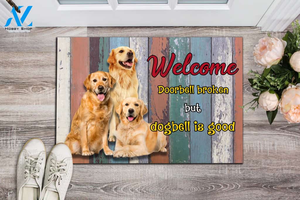 Golden Good dogbell Indoor and Outdoor Doormat Warm House Gift Welcome Mat Gift for Labrador Lovers Birthday Gift