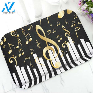 Golden Music Notes Piano keys Doormat