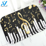 Golden Music Notes Piano keys Doormat
