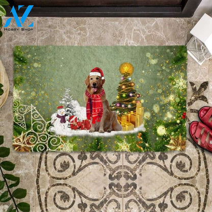 Golden Retriever 02 Merry Christmas Doormat