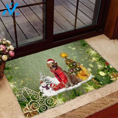 Golden Retriever 02 Merry Christmas Doormat