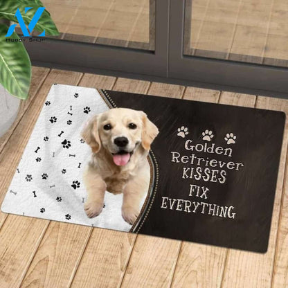 Golden Retriever 4 Doormat, Kisses Fix Everything Doormat, Dog Welcome Mat, Funny Welcome Mats for Dogs Lovers