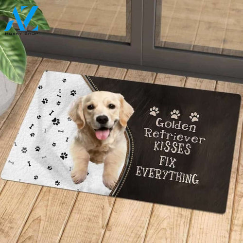Golden Retriever 4 Doormat, Kisses Fix Everything Doormat, Dog Welcome Mat, Funny Welcome Mats for Dogs Lovers
