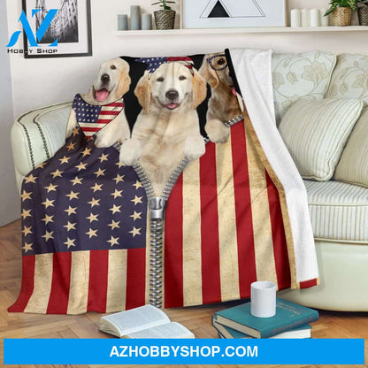 Golden Retriever American Flag Zipper Blanket Gift For Dog Lovers Birthday Gift Home Decor Bedding Couch Sofa Soft and Comfy Cozy