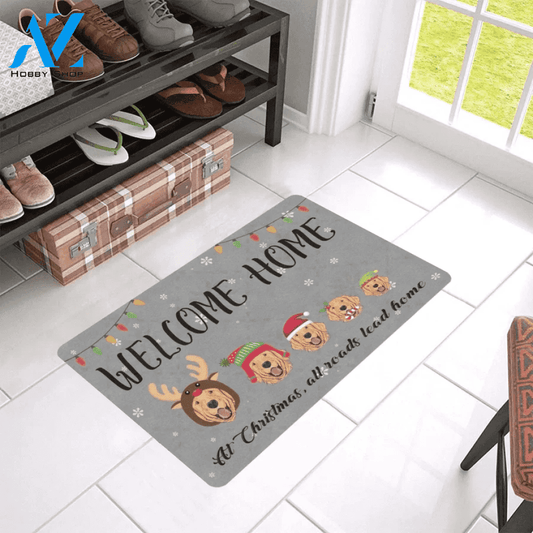 Golden Retriever Aroads Lead Home Doormat