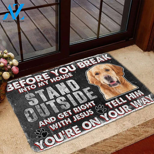 Golden Retriever Before You Break Into My House Doormat