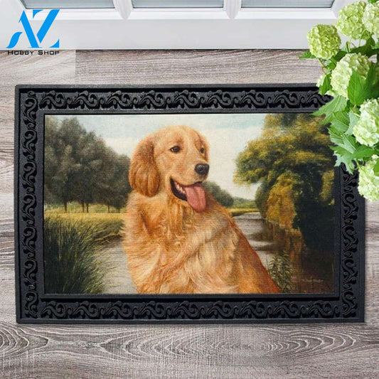 Golden Retriever By The Pond Doormat