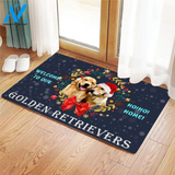 Golden Retriever Couple Love Christmas Mat Golden Dog Lover Doormat Welcome Mat Housewarming Home Decor Funny Doormat Gift Idea