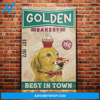 Golden Retriever Dog Bakery Shop Canvas Wall Art, Wall Decor Visual Art