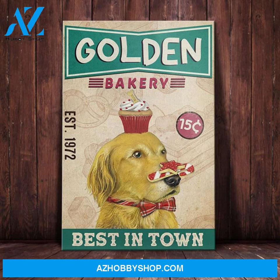 Golden Retriever Dog Bakery Shop Canvas Wall Art, Wall Decor Visual Art