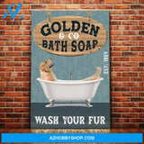Golden Retriever Dog Bath Soap Company Canvas Wall Art, Wall Decor Visual Art