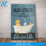 Golden Retriever Dog Bath Soap Company Canvas Wall Art, Wall Decor Visual Art