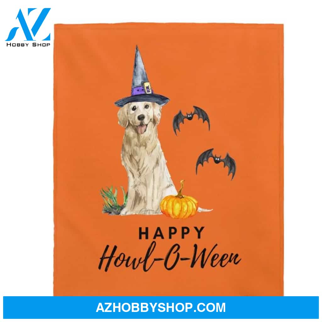 Golden Retriever Dog Halloween Velveteen Plush Blanket Gift For Friend Family Home Decor Bedding Couch Sofa Soft and Comfy Cozy