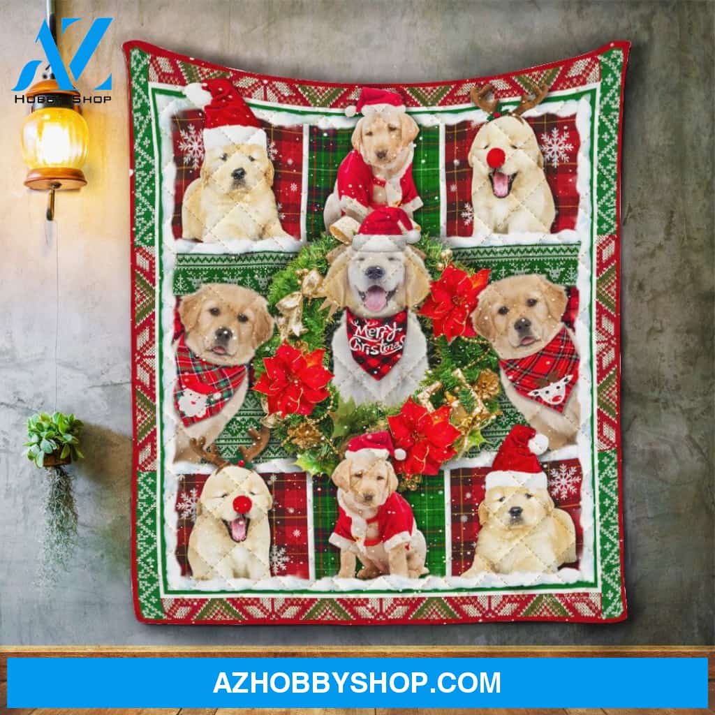 Golden Retriever Dog Merry Christmas Blanket Gift For Dog Lovers Birthday Gift Home Decor Bedding Couch Sofa Soft and Comfy Cozy