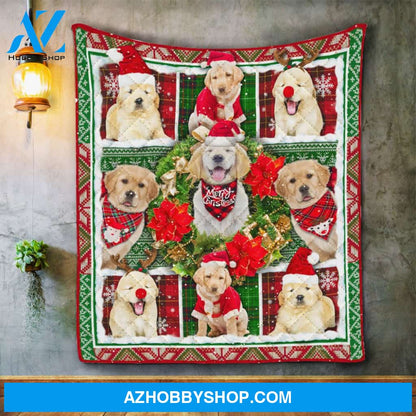 Golden Retriever Dog Merry Christmas Blanket Gift For Dog Lovers Birthday Gift Home Decor Bedding Couch Sofa Soft and Comfy Cozy