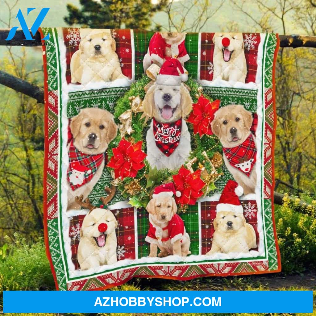 Golden Retriever Dog Merry Christmas Blanket Gift For Dog Lovers Birthday Gift Home Decor Bedding Couch Sofa Soft and Comfy Cozy
