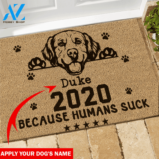 Golden Retriever Doormat Customized Dog's Name | Welcome Mat | House Warming Gift
