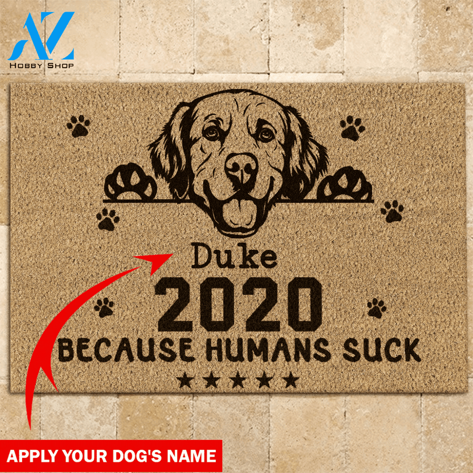 Golden Retriever Doormat Customized Dog's Name | Welcome Mat | House Warming Gift