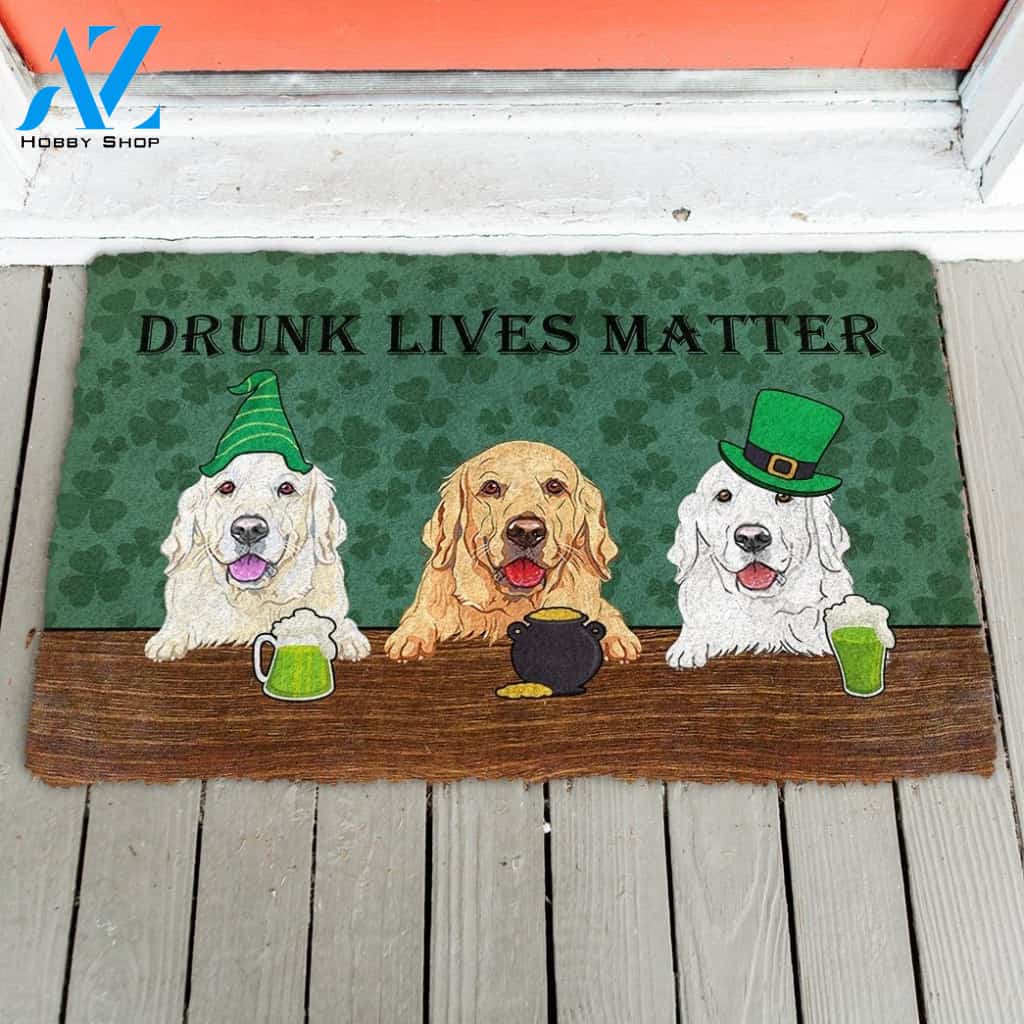 Gearhumans Gearhuman 3D Golden Retriever Drunk Lives Matter Doormat