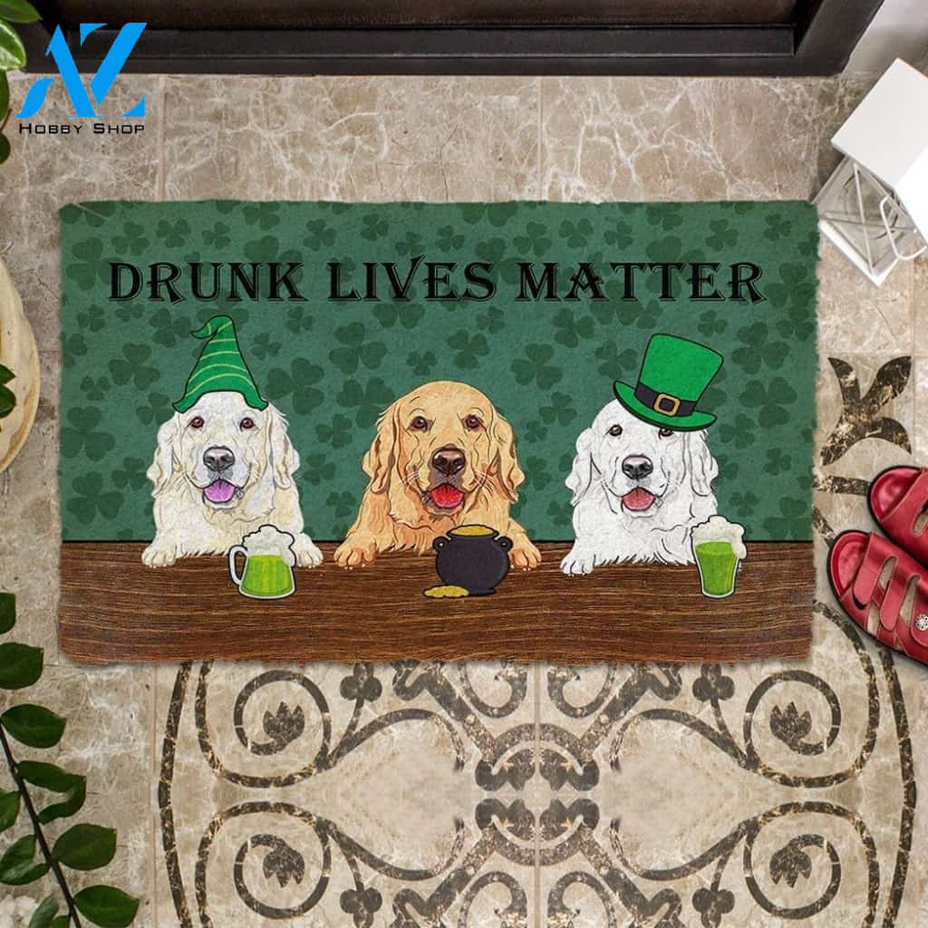 Gearhumans Gearhuman 3D Golden Retriever Drunk Lives Matter Doormat