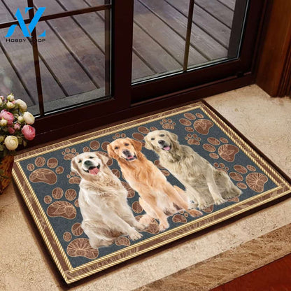 Golden Retriever Floral Paw - Dog Doormat | Welcome Mat | House Warming Gift