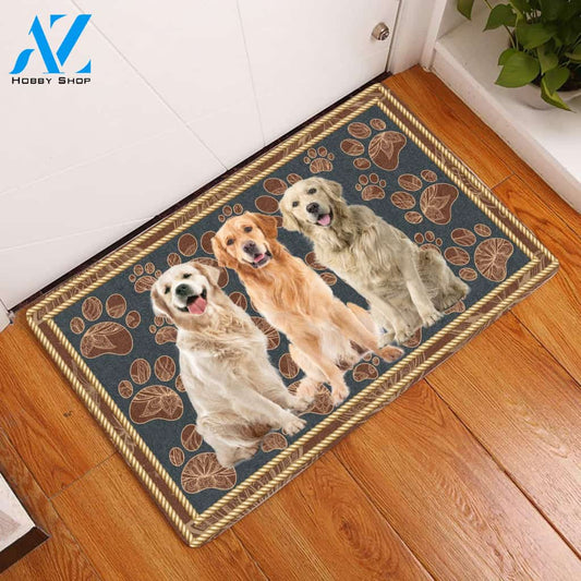 Golden Retriever Floral Paw - Dog Doormat | Welcome Mat | House Warming Gift