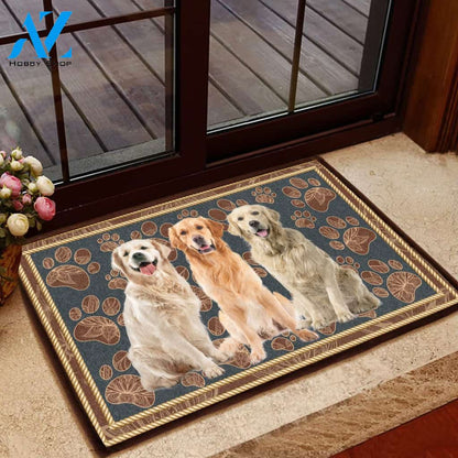 Golden Retriever Floral Paw - Dog Doormat | Welcome Mat | House Warming Gift