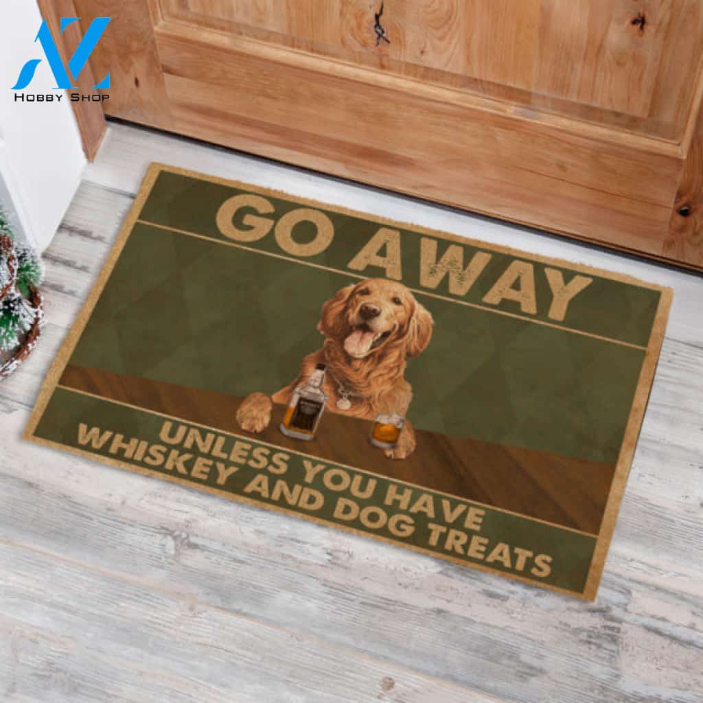 Golden Retriever Go Away Unless You Have Whiskey And Dog Treats Doormat