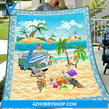 Golden Retriever Going Camping Fleece Blanket