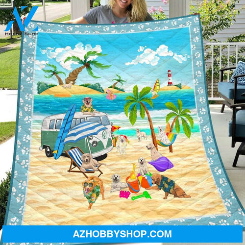 Golden Retriever Going Camping Fleece Blanket