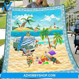 Golden Retriever Going Camping Fleece Blanket