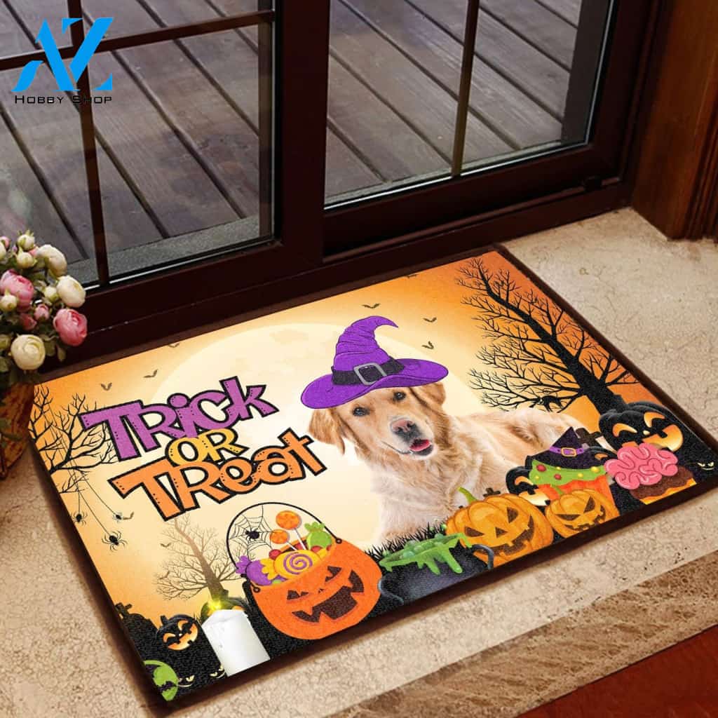 Golden Retriever Halloween - Dog Doormat Welcome Mat House Warming Gift Home Decor Gift for Dog Lovers Funny Doormat Gift Idea