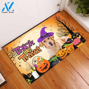 Golden Retriever Halloween Trick Or Treat - Door Mat | Welcome Mat | House Warming Gift