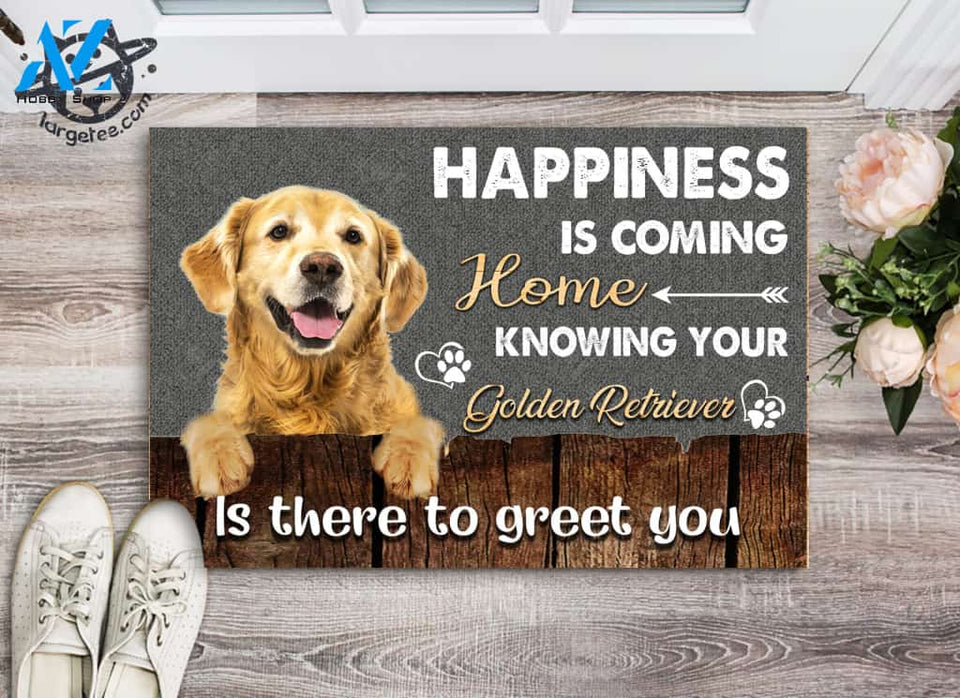 Golden Retriever Happiness Is Coming Home Doormat | Welcome Mat | House Warming Gift